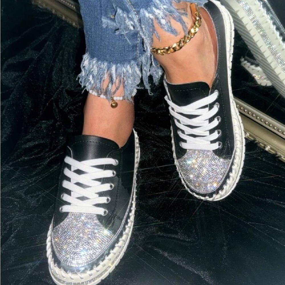 Rebellious Rose Black And Silver Sneakers View 4
